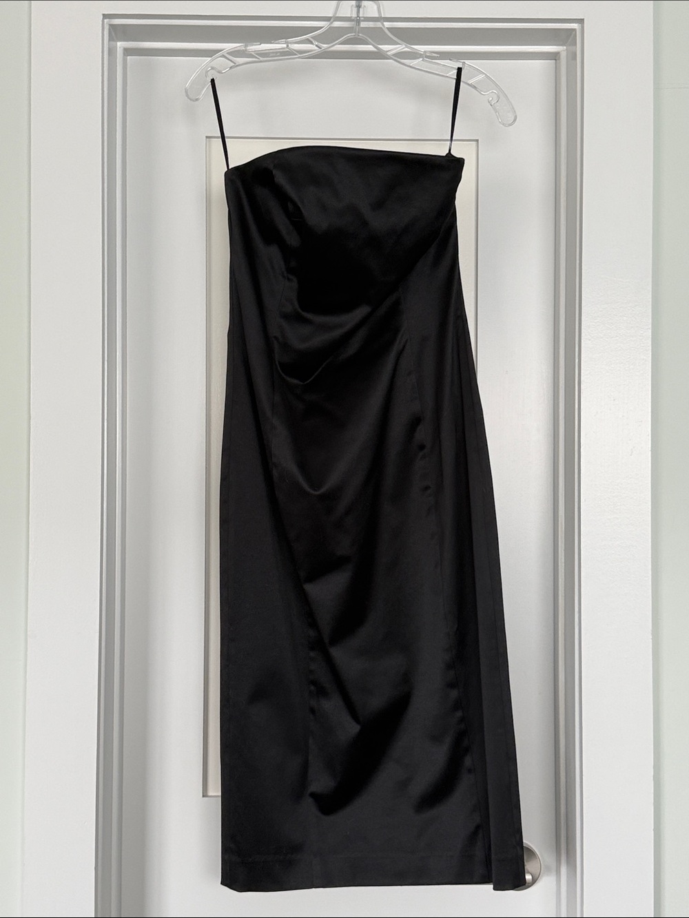 Isaac Mizrahi Black Satin Midi Sheath Dress
